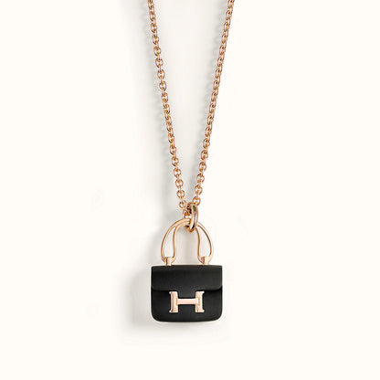 [LuxJewelry]CONSTANCE BLACK PEDANT PINK GOLD NECKLACE