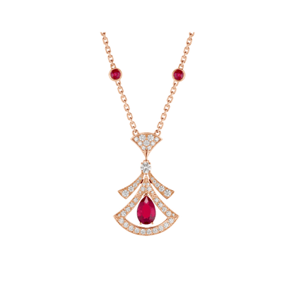 [LuxJewelry]DREAM NECKLACE CARNELIAN DIAMOND PINK GOLD