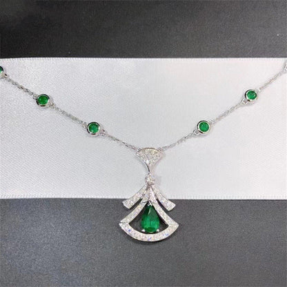 [LuxJewelry]DREAM NECKLACE MALACHITE DIAMOND SILVER