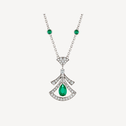 [LuxJewelry]DREAM NECKLACE MALACHITE DIAMOND SILVER