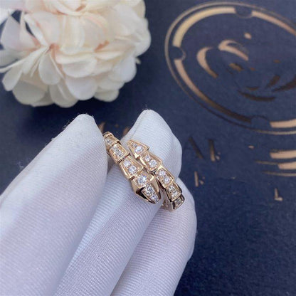 [LuxJewelry]SERPENTI RING PINK GOLD DIAMOND PAVED 4MM