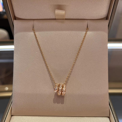 [LuxJewelry]SERPENTI PINK GOLD NECKLACE DOUBLE RING DIAMOND