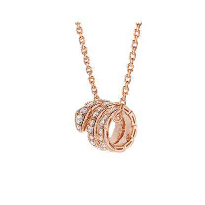 [LuxJewelry]SERPENTI PINK GOLD NECKLACE DOUBLE RING DIAMOND