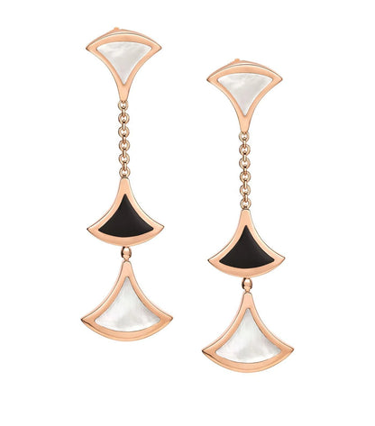 [LuxJewelry]DREAM EARRINGS 3 MOTIFS ONYX MOP PINK GOLD