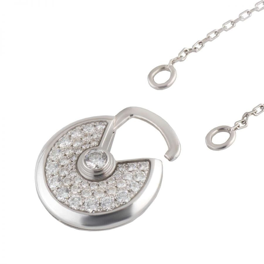 [LuxJewelry]AMULETTE SILVER FULL DIAMOND NECKLACE