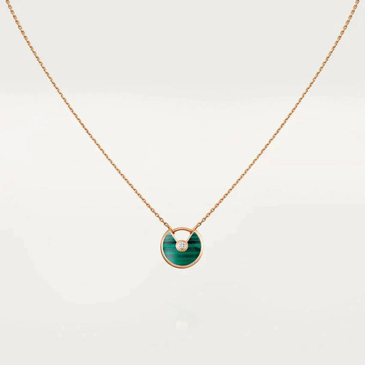 [LuxJewelry]AMULETTE ROSE GOLD MALACHITE NECKLACE