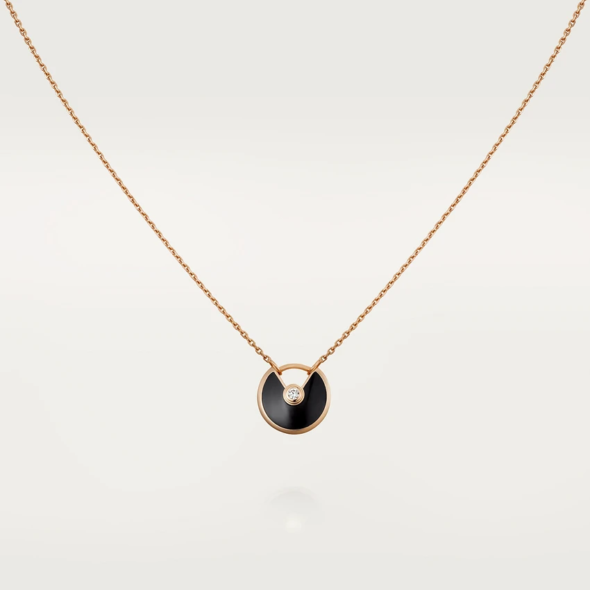 [LuxJewelry]AMULETTE ROSE GOLD ONYX NECKLACE