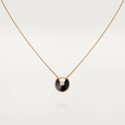 [LuxJewelry]AMULETTE ROSE GOLD ONYX NECKLACE