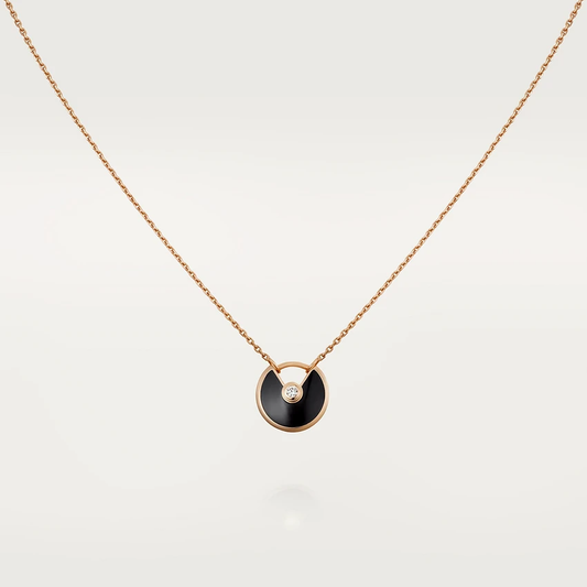 [LuxJewelry]AMULETTE ROSE GOLD ONYX NECKLACE