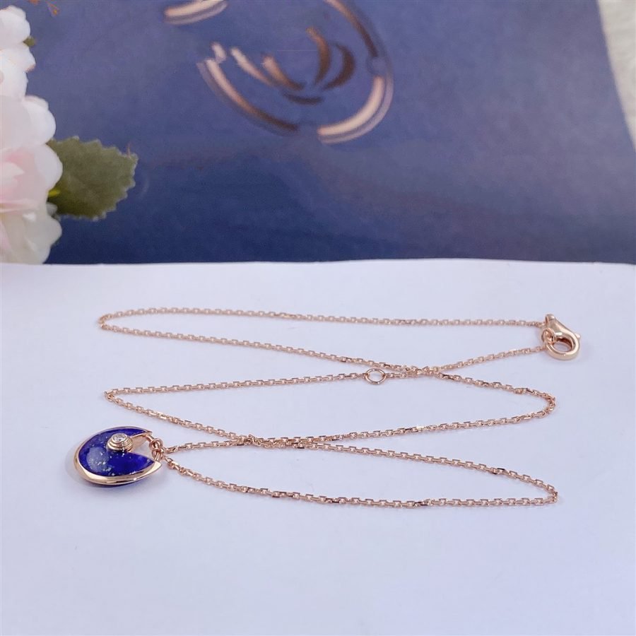 [LuxJewelry]AMULETTE ROSE GOLD AGATE NECKLACE