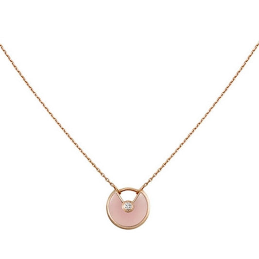 [LuxJewelry]AMULETTE ROSE GOLD PINK MOP NECKLACE