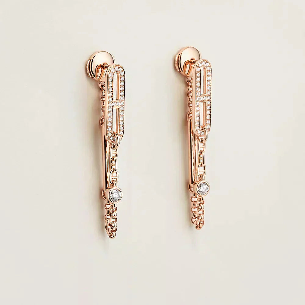 [LuxJewelry]CHAINE CHAOS DIAMOND DROP EARRINGS