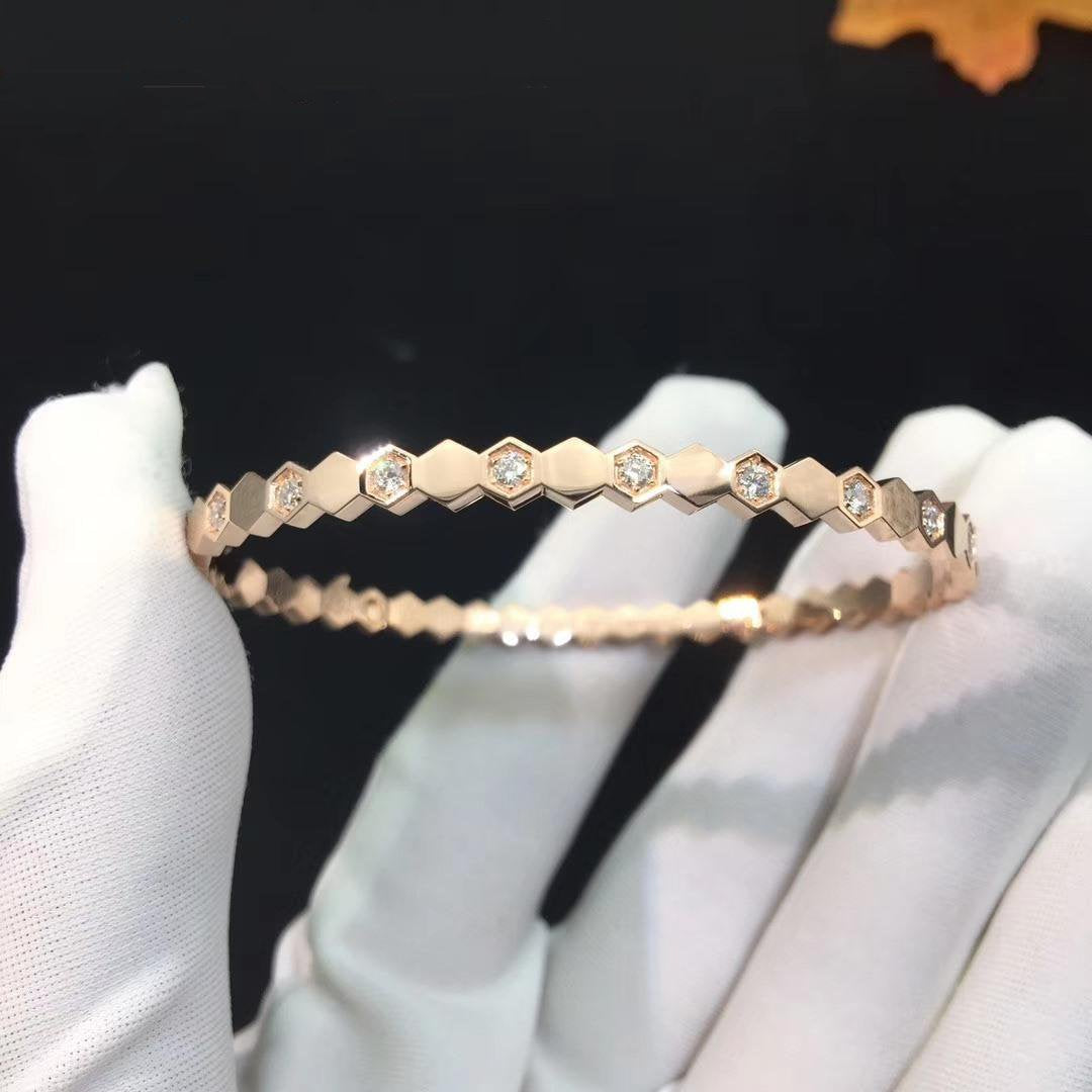[LuxJewelry]BEE LOVE PINK GOLD DIAMOND BRACELET