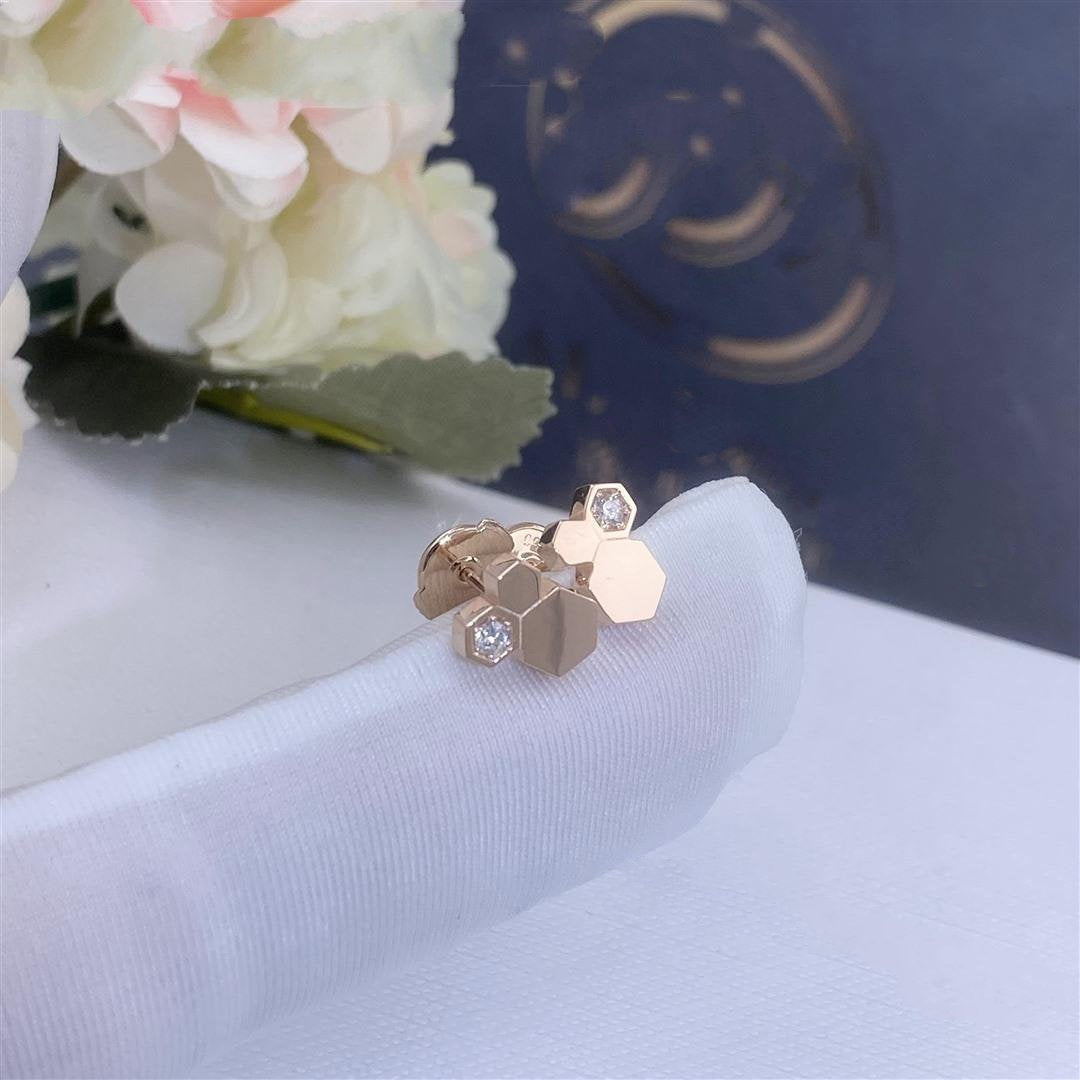 [LuxJewelry]BEE LOVE PINK GOLD DIAMOND EARRINGS