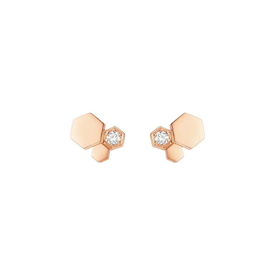 [LuxJewelry]BEE LOVE PINK GOLD DIAMOND EARRINGS