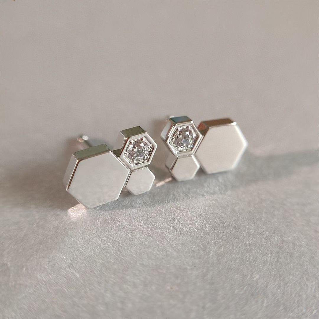 [LuxJewelry]BEE LOVE SILVER DIAMOND EARRINGS