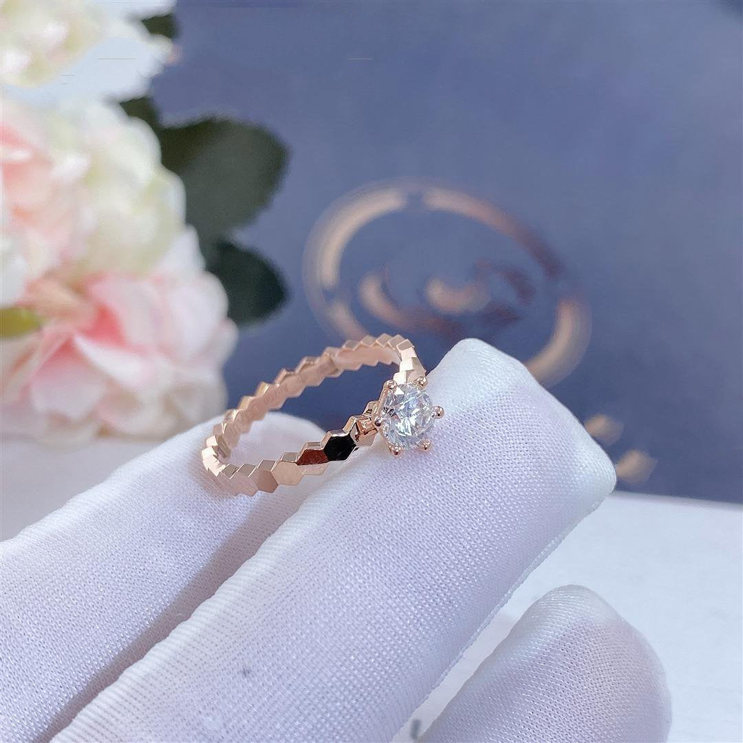 [LuxJewelry]BEE LOVE RING PINK GOLD 1 DIAMOND