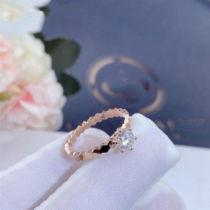 [LuxJewelry]BEE LOVE RING PINK GOLD 1 DIAMOND