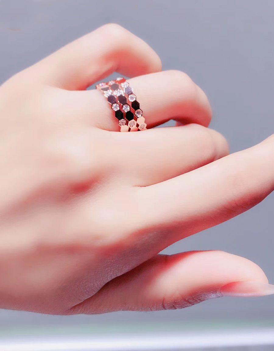 [LuxJewelry]BEE LOVE RING PINK GOLD DIAMOND