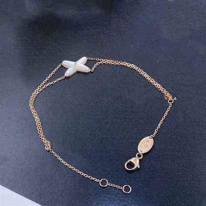 [LuxJewelry]JEUX BRACELET WHITE MOP PINK GOLD 1 DIAMOND