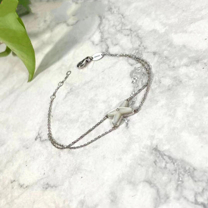[LuxJewelry]JEUX BRACELET WHITE MOP SILVER 1 DIAMOND
