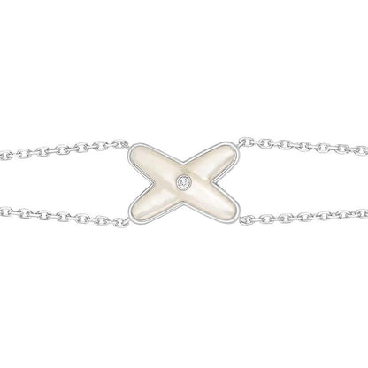 [LuxJewelry]JEUX BRACELET WHITE MOP SILVER 1 DIAMOND
