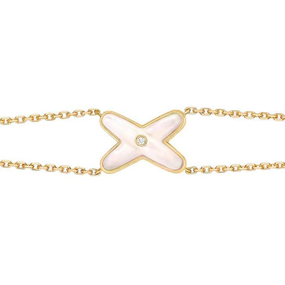 [LuxJewelry]JEUX BRACELET WHITE MOP GOLD 1 DIAMOND