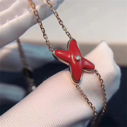 [LuxJewelry]JEUX BRACELET CARNELIAN PINK GOLD 1 DIAMOND