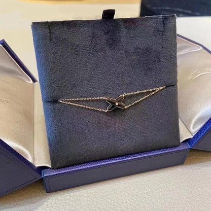 [LuxJewelry]JEUX BRACELET ONYX PINK GOLD 1 DIAMOND