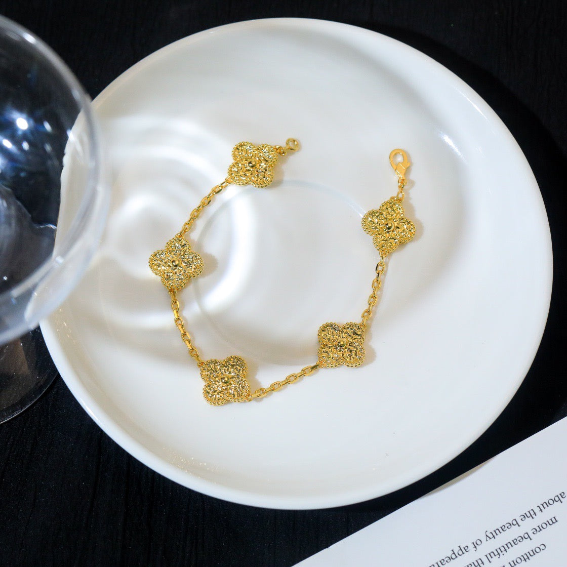 [LuxJewelry]CLOVER 5 MOTIFS BRONZING BRACELET