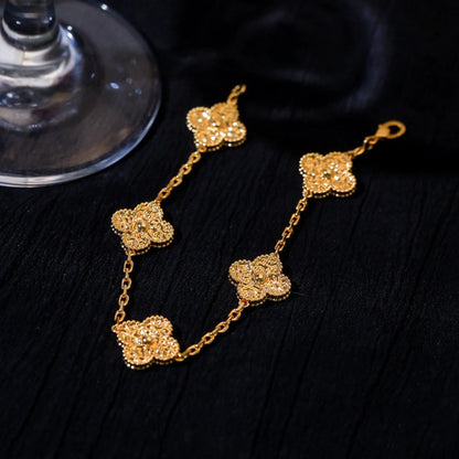[LuxJewelry]CLOVER 5 MOTIFS BRONZING BRACELET