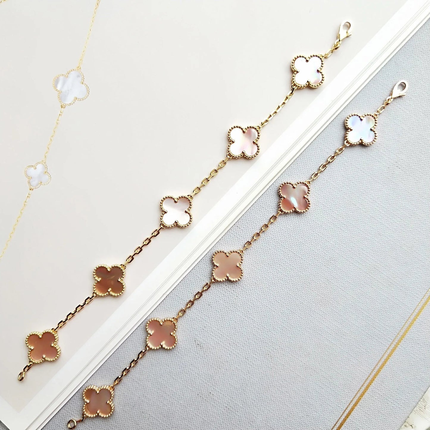 [LuxJewelry]CLOVER 5 PINK MOP BRACELET