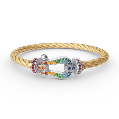 [LuxJewelry]FORC LARGE HORSESHOE  COLORED DIAMOND BRACELET SILVER