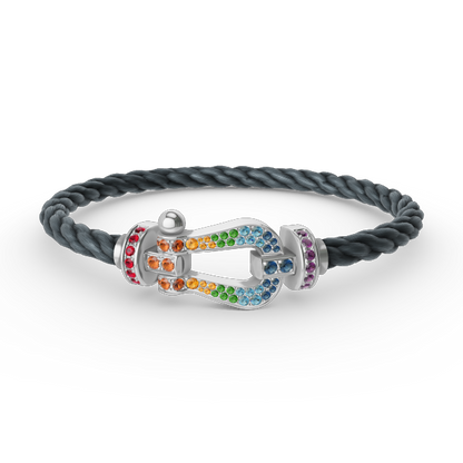 [LuxJewelry]FORC LARGE HORSESHOE  COLORED DIAMOND BRACELET SILVER