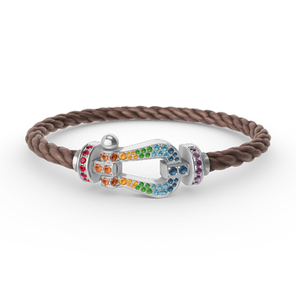 [LuxJewelry]FORC LARGE HORSESHOE  COLORED DIAMOND BRACELET SILVER