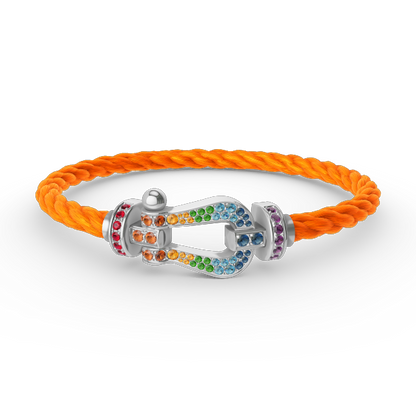 [LuxJewelry]FORC LARGE HORSESHOE  COLORED DIAMOND BRACELET SILVER