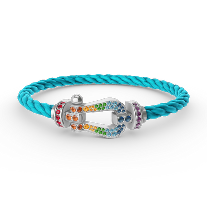 [LuxJewelry]FORC LARGE HORSESHOE  COLORED DIAMOND BRACELET SILVER