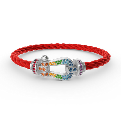 [LuxJewelry]FORC LARGE HORSESHOE  COLORED DIAMOND BRACELET SILVER