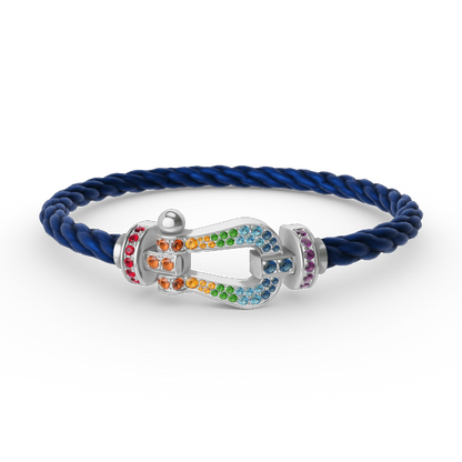 [LuxJewelry]FORC LARGE HORSESHOE  COLORED DIAMOND BRACELET SILVER