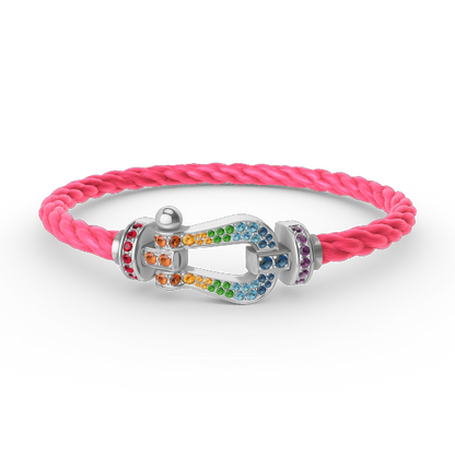 [LuxJewelry]FORC LARGE HORSESHOE  COLORED DIAMOND BRACELET SILVER