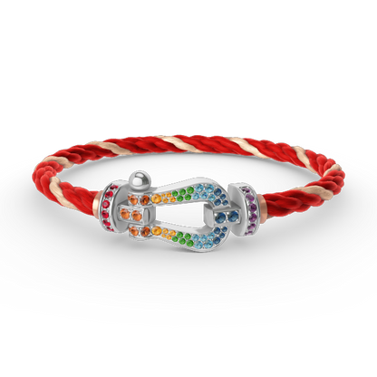 [LuxJewelry]FORC LARGE HORSESHOE  COLORED DIAMOND BRACELET SILVER