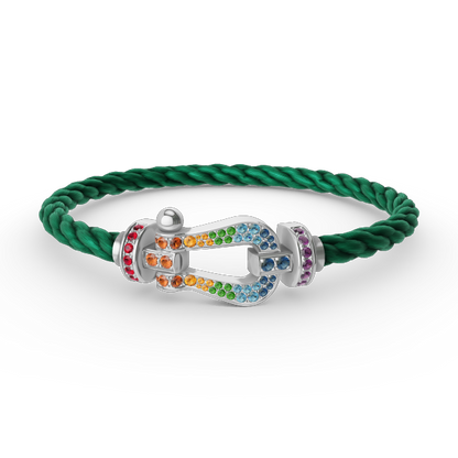 [LuxJewelry]FORC LARGE HORSESHOE  COLORED DIAMOND BRACELET SILVER