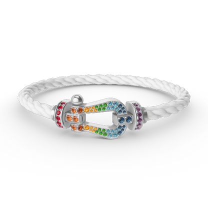 [LuxJewelry]FORC LARGE HORSESHOE  COLORED DIAMOND BRACELET SILVER