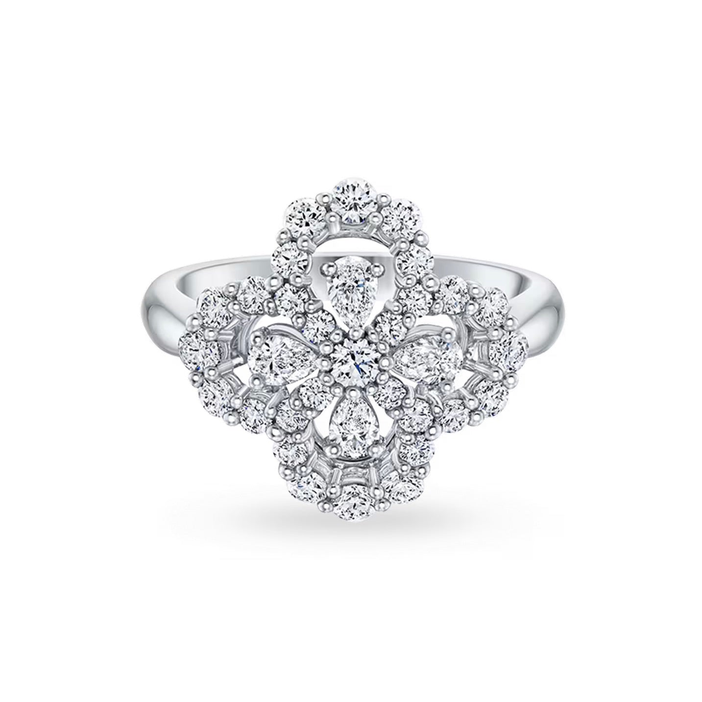 [LuxJewelry]LOOP RING FULL MOTIF DIAMOND 16MM SILVE
