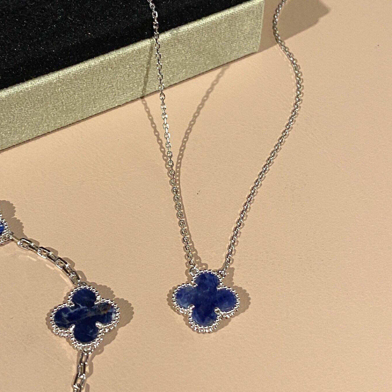 [LuxJewelry]CLOVER 15MM PIETERSITE NECKLACE SILVER
