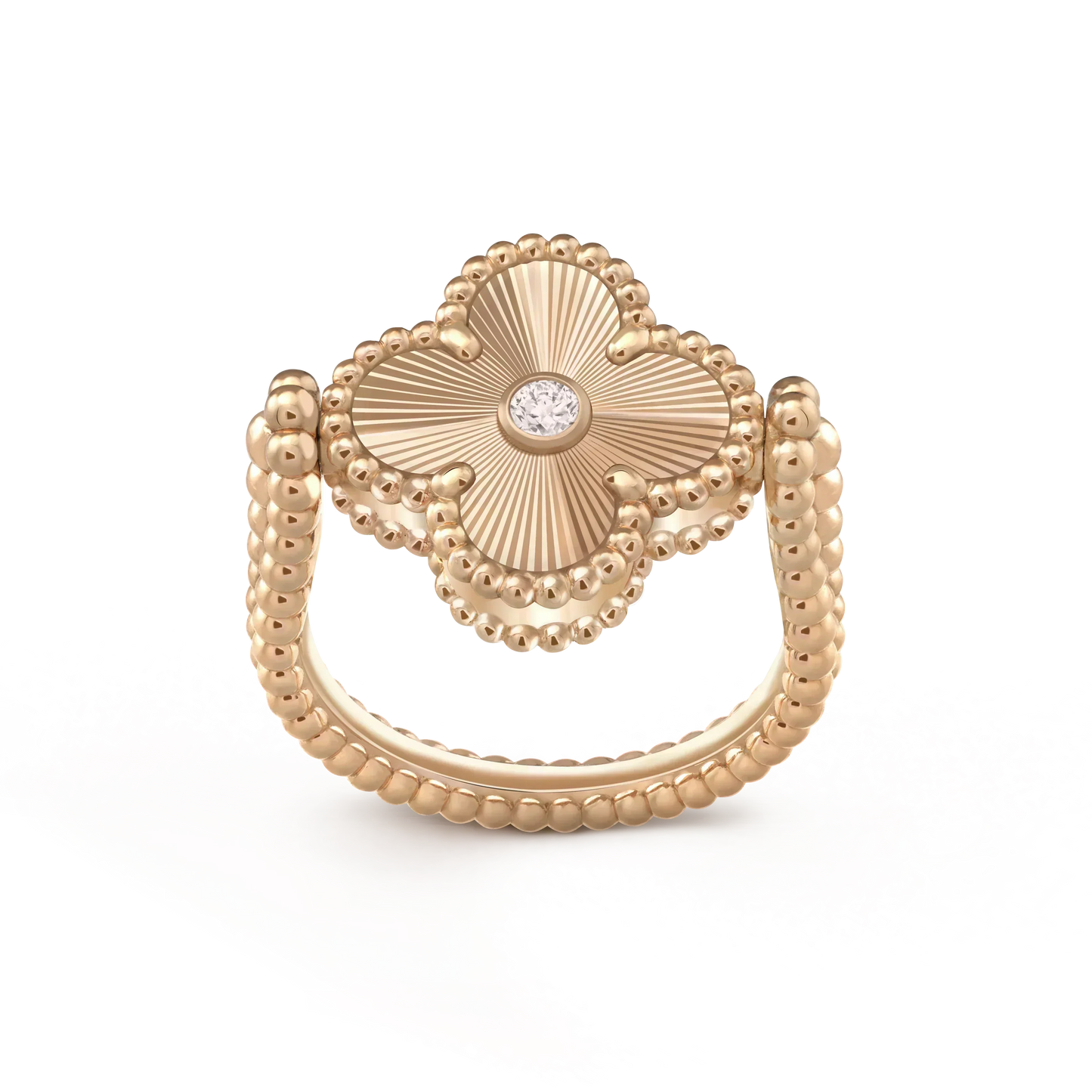 [LuxJewelry]CLOVER RIVERSIBLE PINK GOLD RING
