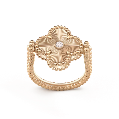 [LuxJewelry]CLOVER RIVERSIBLE PINK GOLD RING