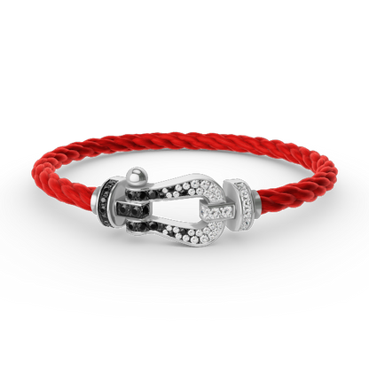 [LuxJewelry]FORCE LARGE HORSESHOE BLACK WHITE DIAMOND BRACELET SILVER