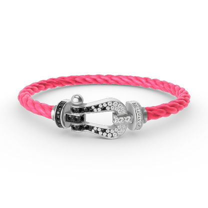 [LuxJewelry]FORCE LARGE HORSESHOE BLACK WHITE DIAMOND BRACELET SILVER