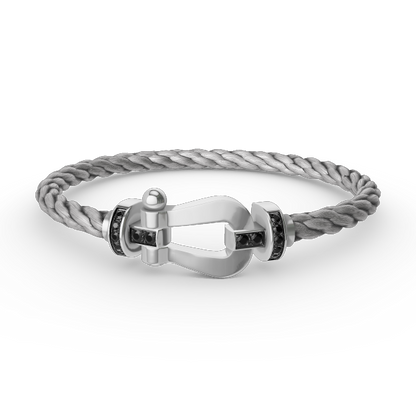 [LuxJewelry]FORCE LARGE HORSESHOE BLACK DIAMOND BRACELET SILVER